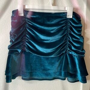 Teal Blue Velvet Miniskirt NWOT